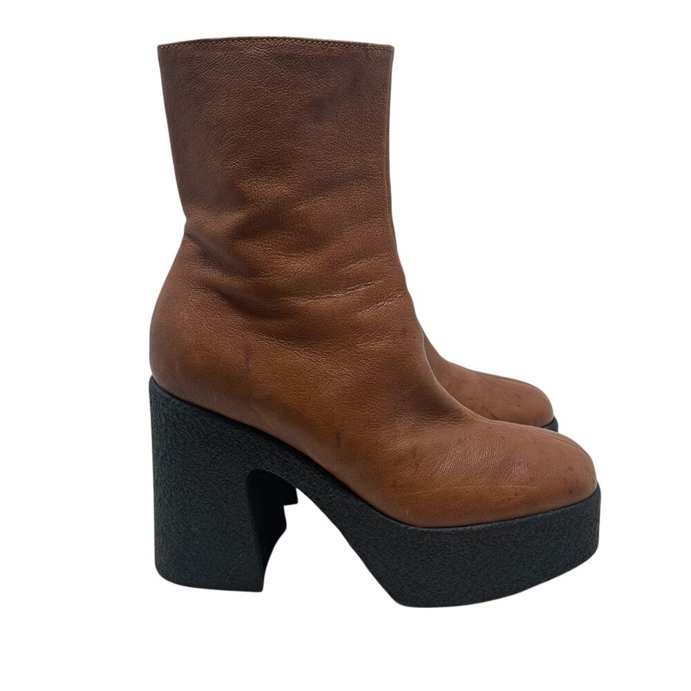 Brother Vellies Empire Platform Ankle Boots Brown Leather Made Italy Womens 6 - Picture 8 of 16